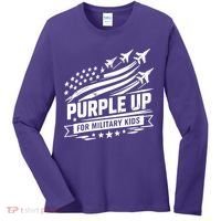 Purple Up For Military Kids American Flag Women's Long Sleeve Shirt thumb 0