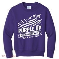 Purple Up For Military Kids American Flag Kids Sweatshirt thumb 0