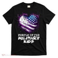 Purple Up For Military K.ids Flag Military Heart Child Month T-Shirt thumb 0