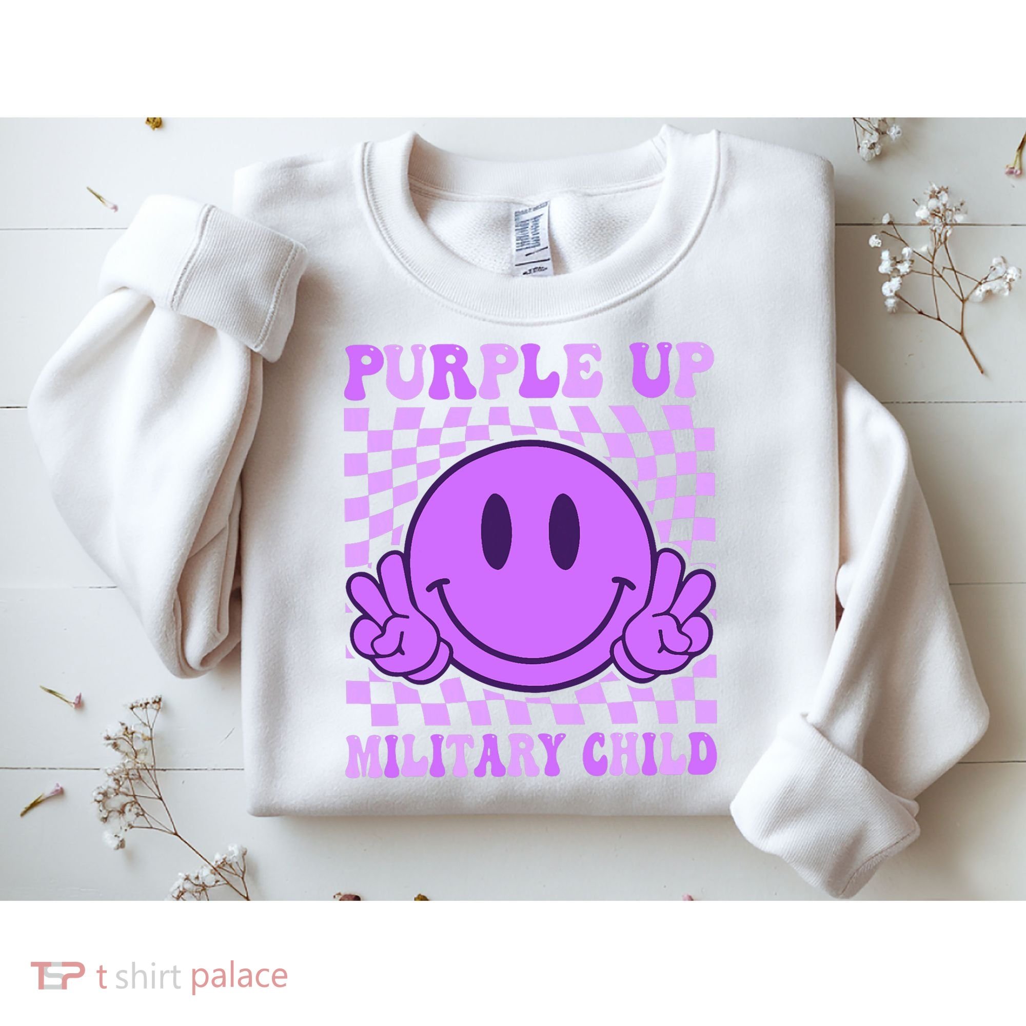 Purple Up For Military Military Child Smile Face  Sweatshirt
