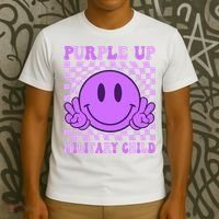 Purple Up For Military Military Child Smile Face  T-Shirt thumb 3