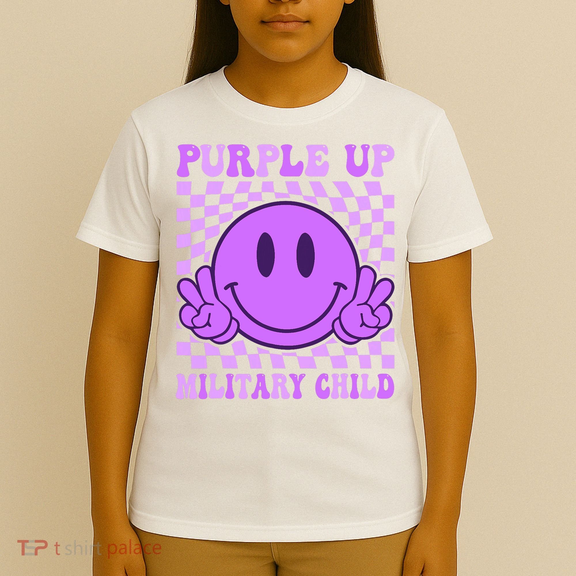 Purple Up For Military Military Child Smile Face  T-Shirt