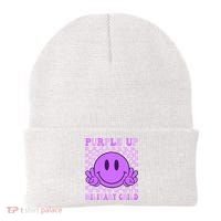 Purple Up For Military Military Child Smile Face  Beanie thumb 0