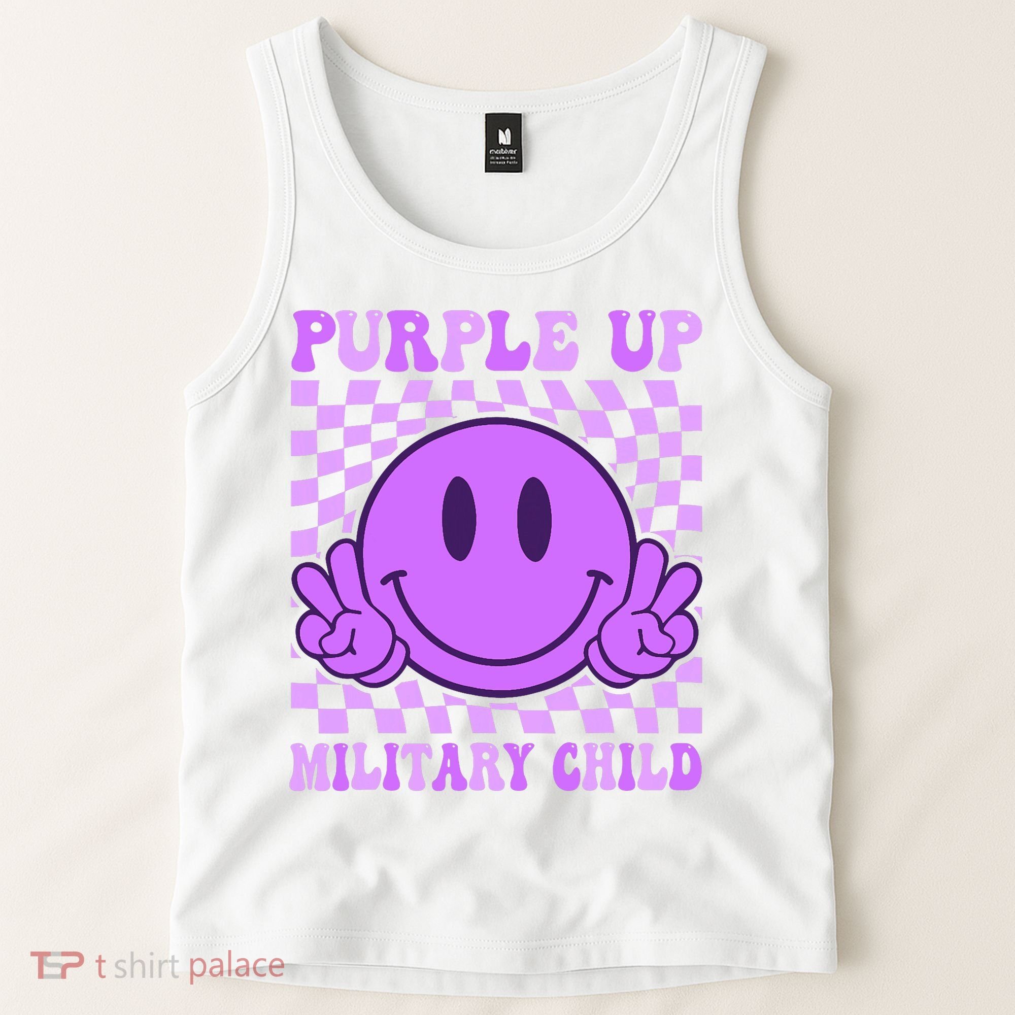 Purple Up For Military Military Child Smile Face  Tank Top