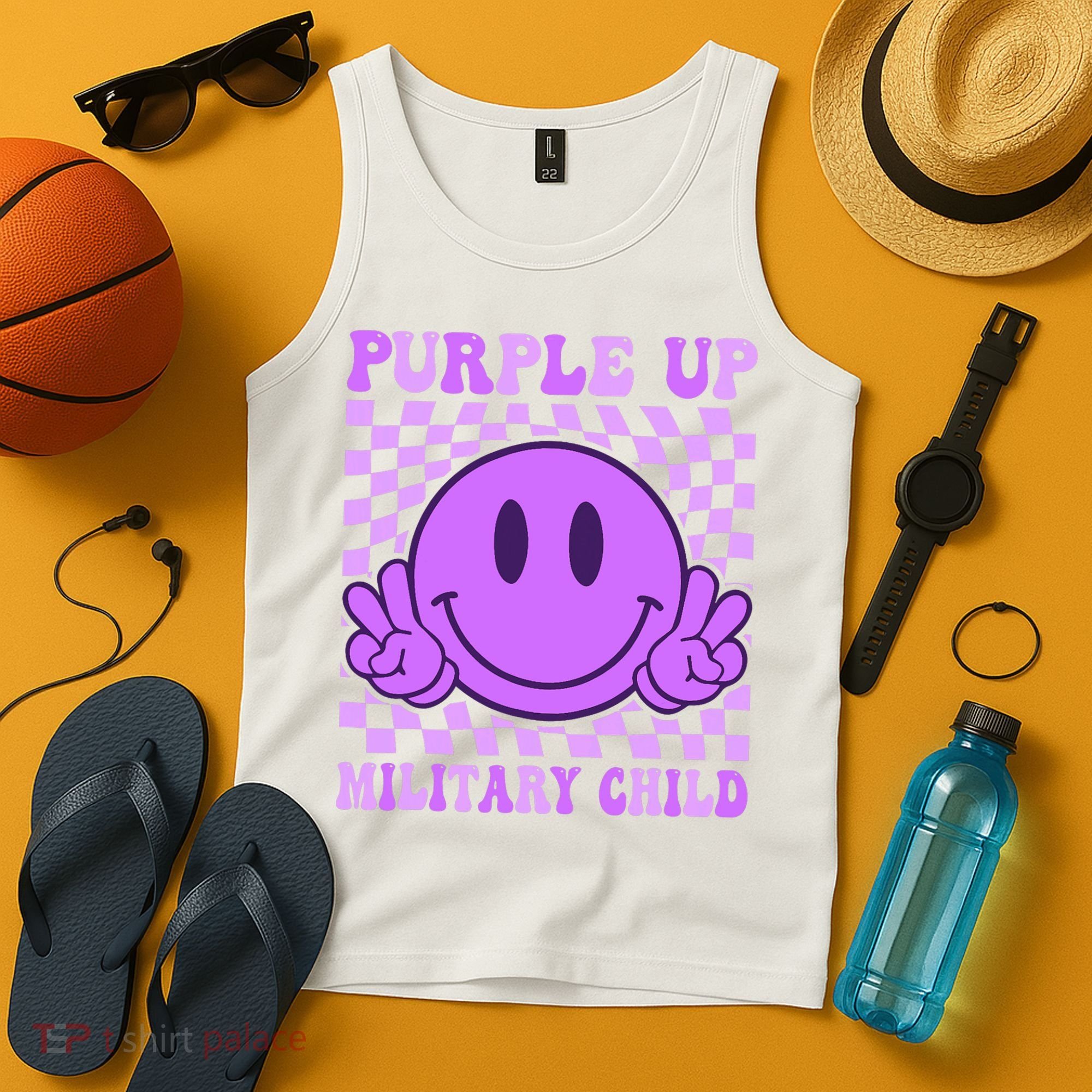 Purple Up For Military Military Child Smile Face  Tank Top
