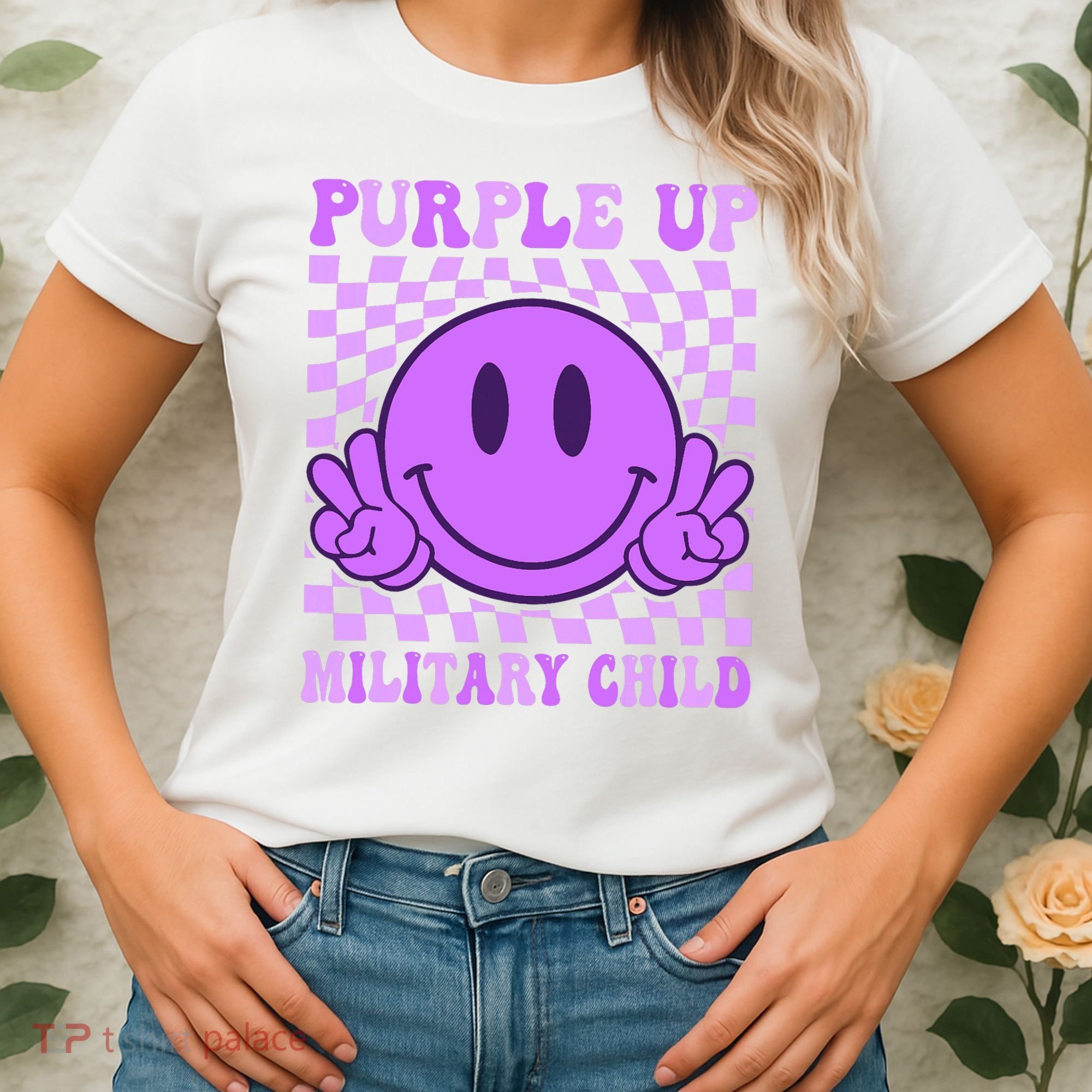 Purple Up For Military Military Child Smile Face  Women's T-Shirt