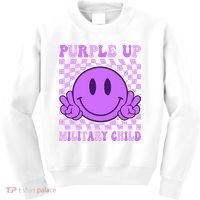 Purple Up For Military Military Child Smile Face  Kids Sweatshirt thumb 0