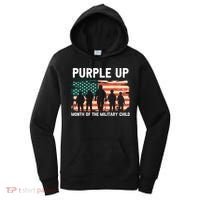 Purple Up For Military Kid Military Child Month US Flag Women's Hoodie thumb 0