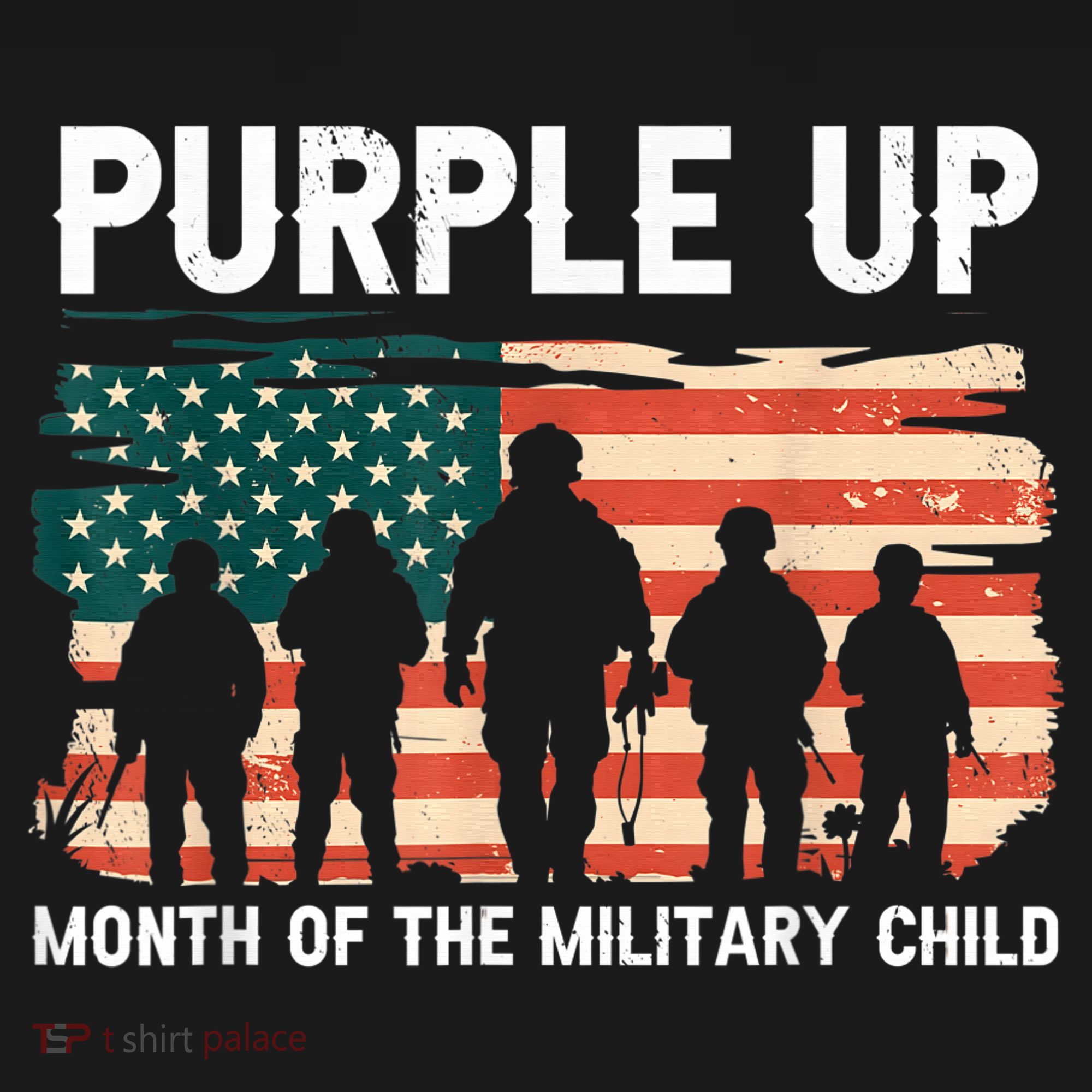 Purple Up For Military Kid Military Child Month US Flag Women's Hoodie