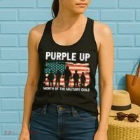 Purple Up For Military Kid Military Child Month US Flag Women's Tank Top thumb 2