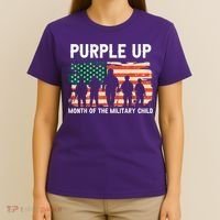 Purple Up For Military Kid Military Child Month US Flag T-Shirt thumb 4