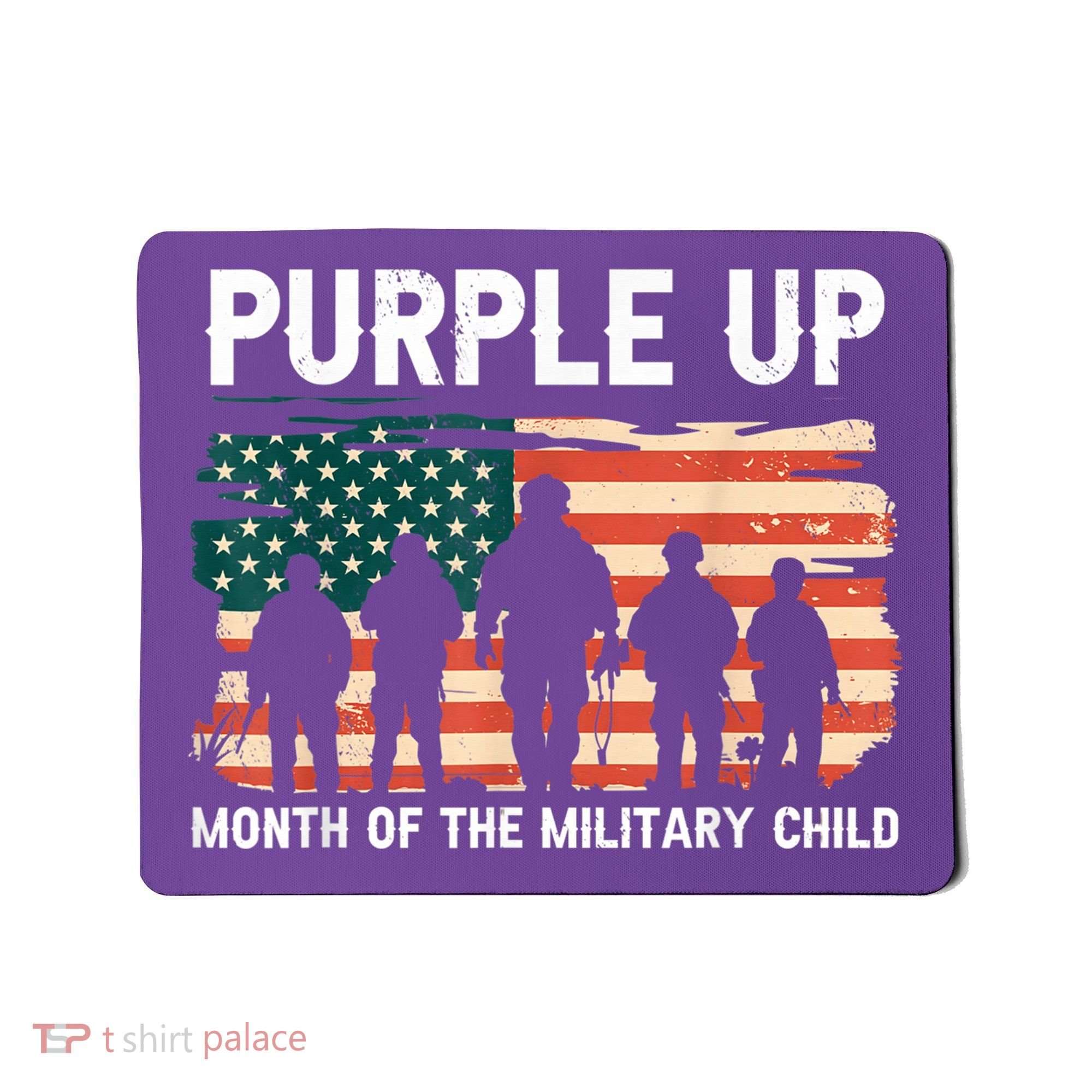 Purple Up For Military Kid Military Child Month US Flag Mousepad