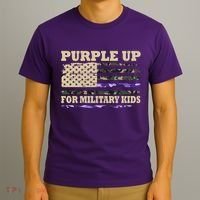 Purple Up For Military Kids Usa Flag T-Shirt thumb 3