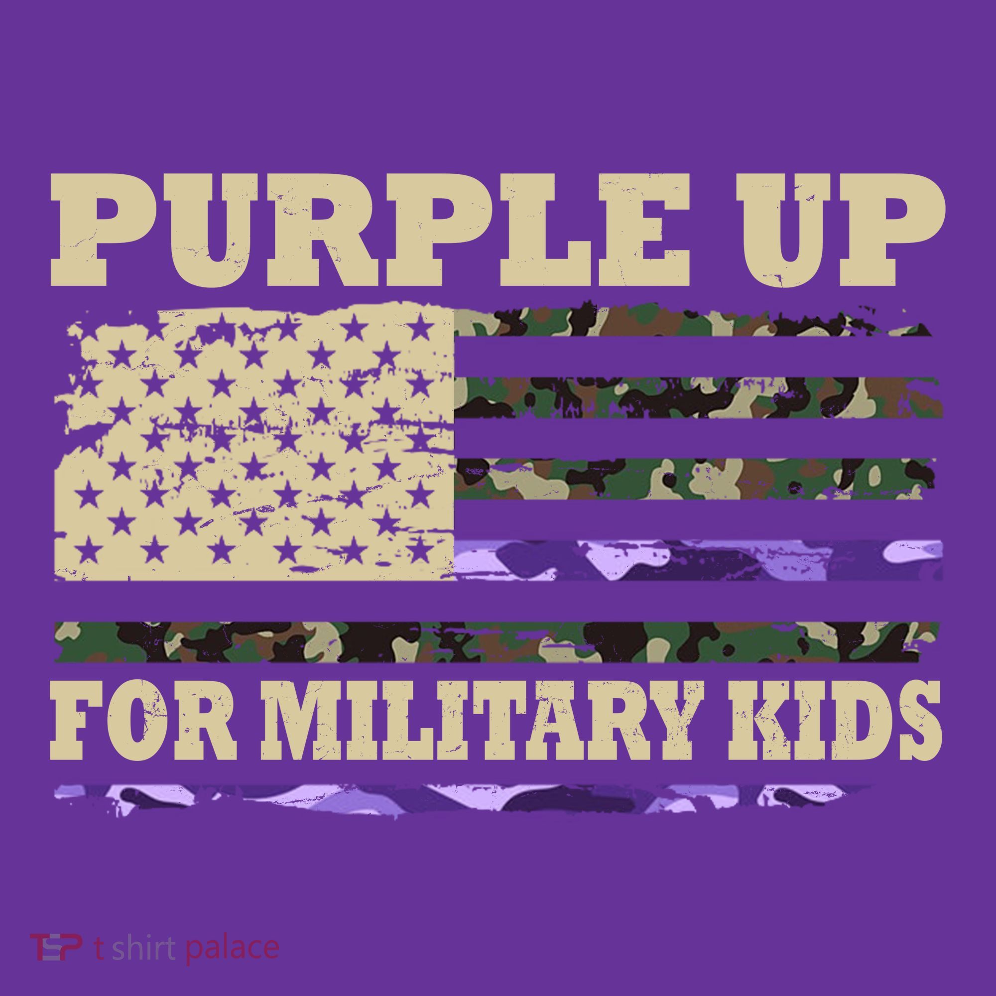 Purple Up For Military Kids Usa Flag T-Shirt