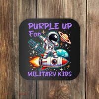 Purple Up For Military Military Child Month Astronaut Gift Coaster thumb 0