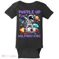 Purple Up For Military Military Child Month Astronaut Gift Baby Bodysuit thumb 0