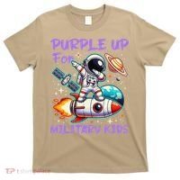 Purple Up For Military Military Child Month Astronaut Gift T-Shirt thumb 0