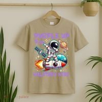 Purple Up For Military Military Child Month Astronaut Gift T-Shirt thumb 2