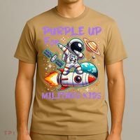 Purple Up For Military Military Child Month Astronaut Gift T-Shirt thumb 3
