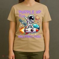 Purple Up For Military Military Child Month Astronaut Gift T-Shirt thumb 4