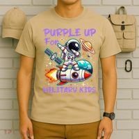 Purple Up For Military Military Child Month Astronaut Gift T-Shirt thumb 6