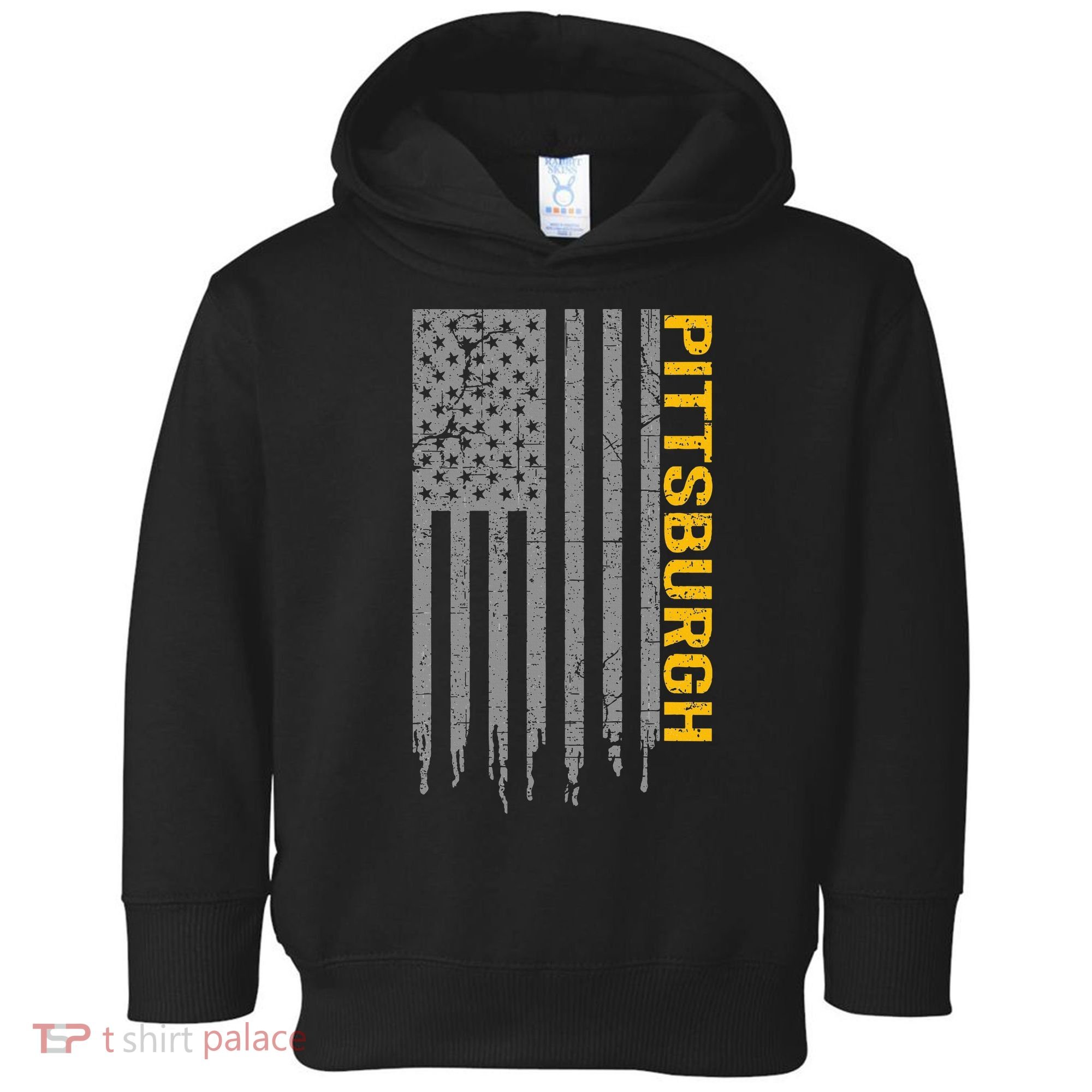 Pittsburgh USA Flag Patriotic American From Pittsburgh Toddler Hoodie
