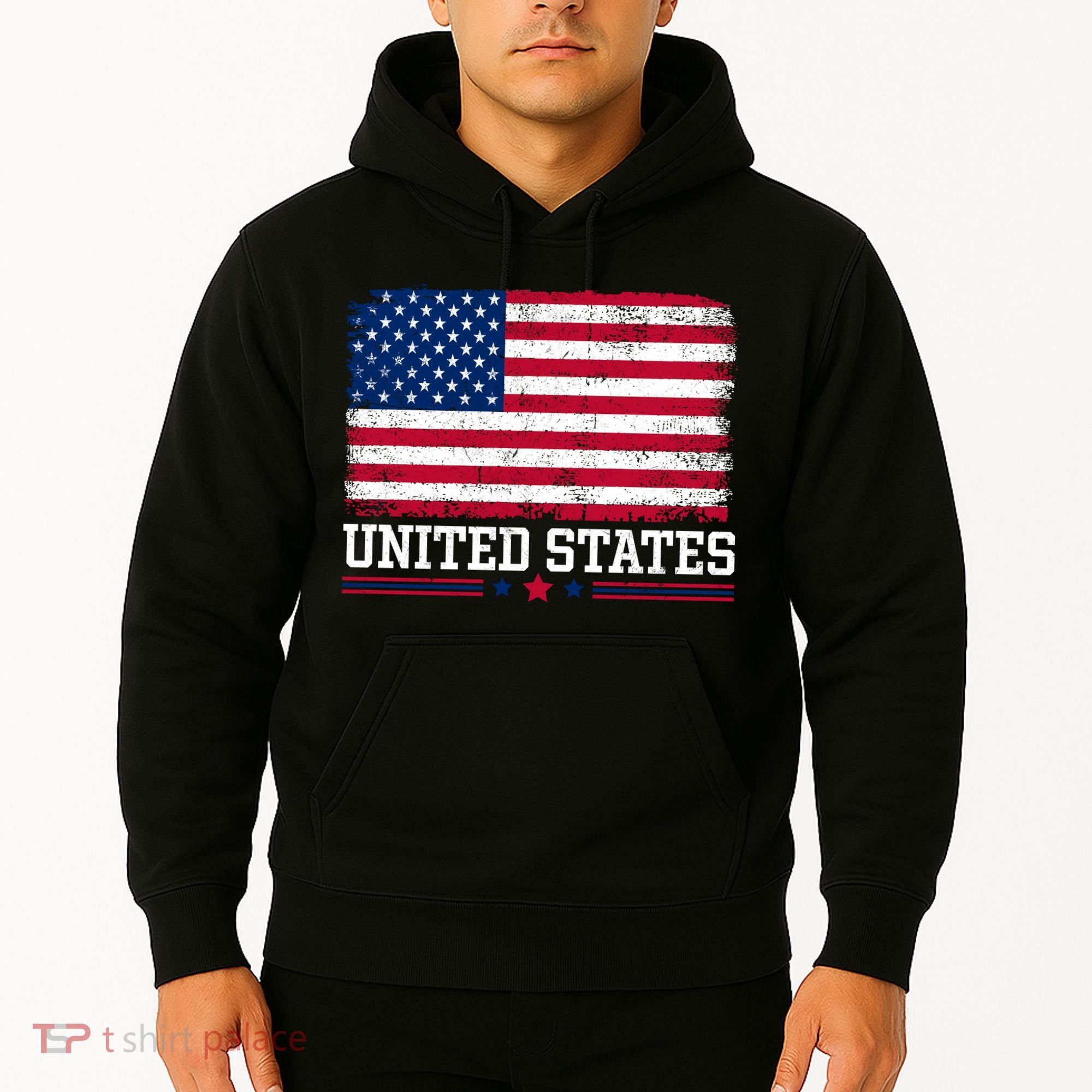 Patriotic USA Flag Grunge Style Apparel Gift Hoodie