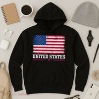 Patriotic USA Flag Grunge Style Apparel Gift Hoodie thumb 3