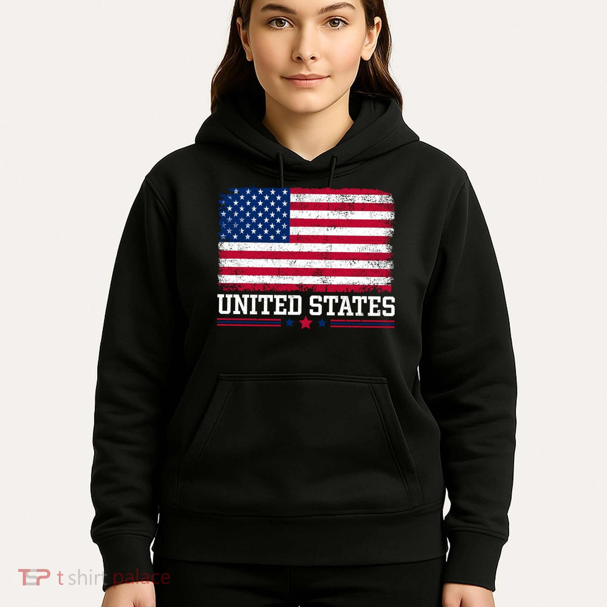 Patriotic USA Flag Grunge Style Apparel Gift Hoodie
