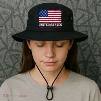 Patriotic USA Flag Grunge Style Apparel Gift Bucket Hat thumb 3