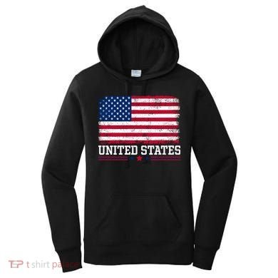 Patriotic USA Flag Grunge Style Apparel Gift Women's Hoodie