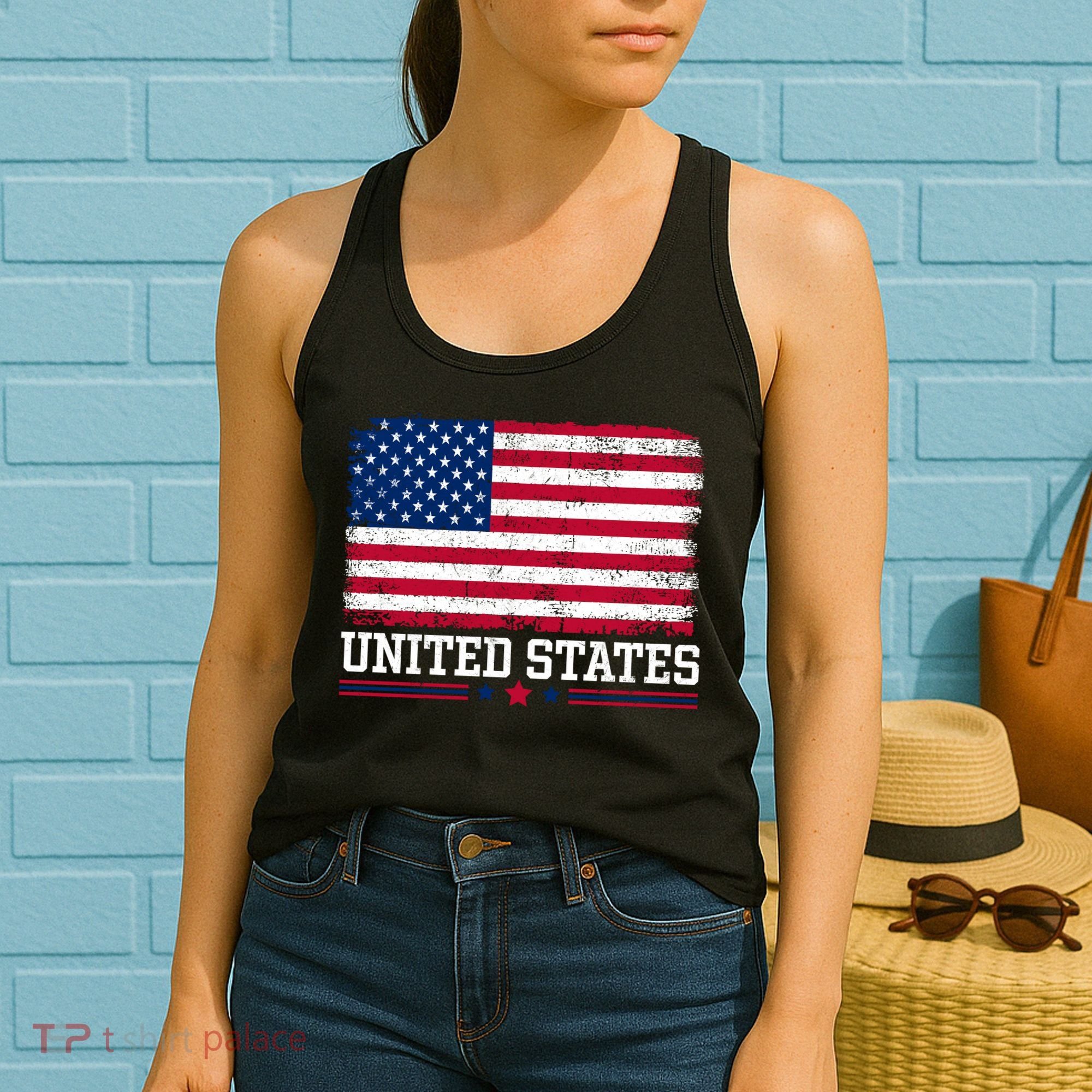 Patriotic USA Flag Grunge Style Apparel Gift Women's Tank Top