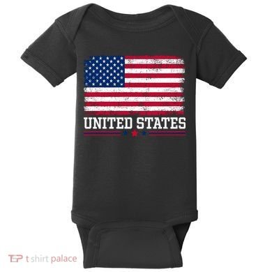 Patriotic USA Flag Grunge Style Apparel Gift Baby Bodysuit