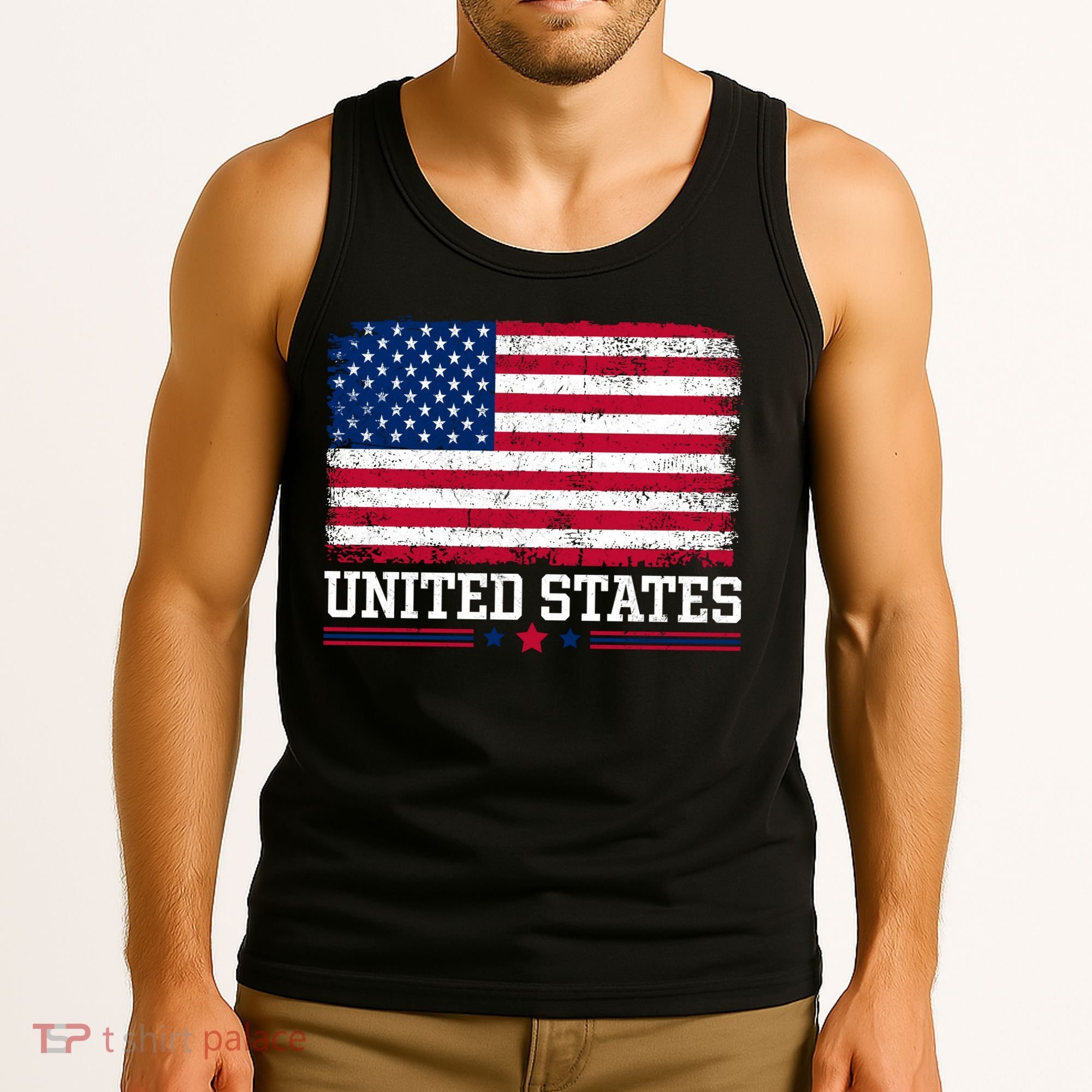 Patriotic USA Flag Grunge Style Apparel Gift Tank Top