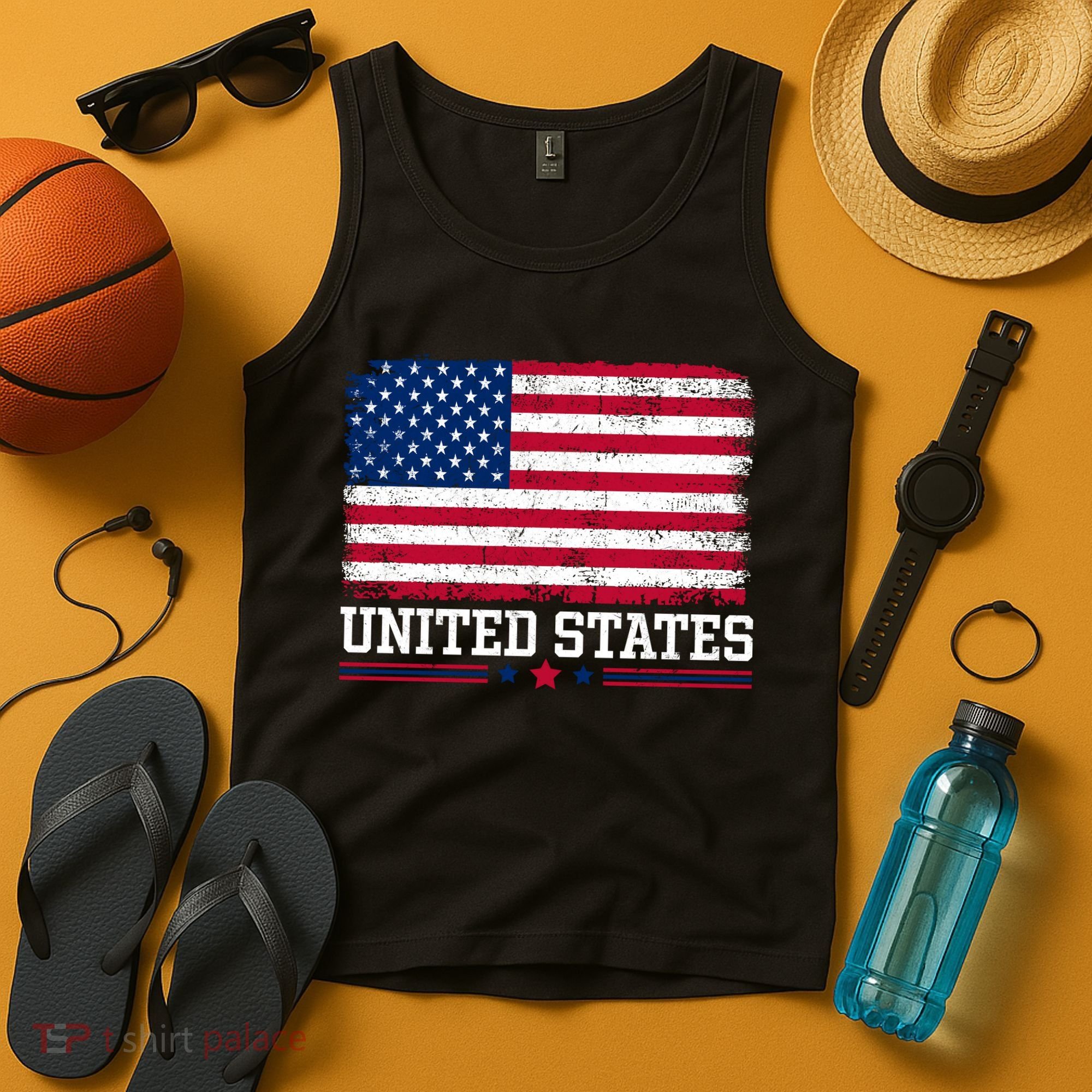Patriotic USA Flag Grunge Style Apparel Gift Tank Top