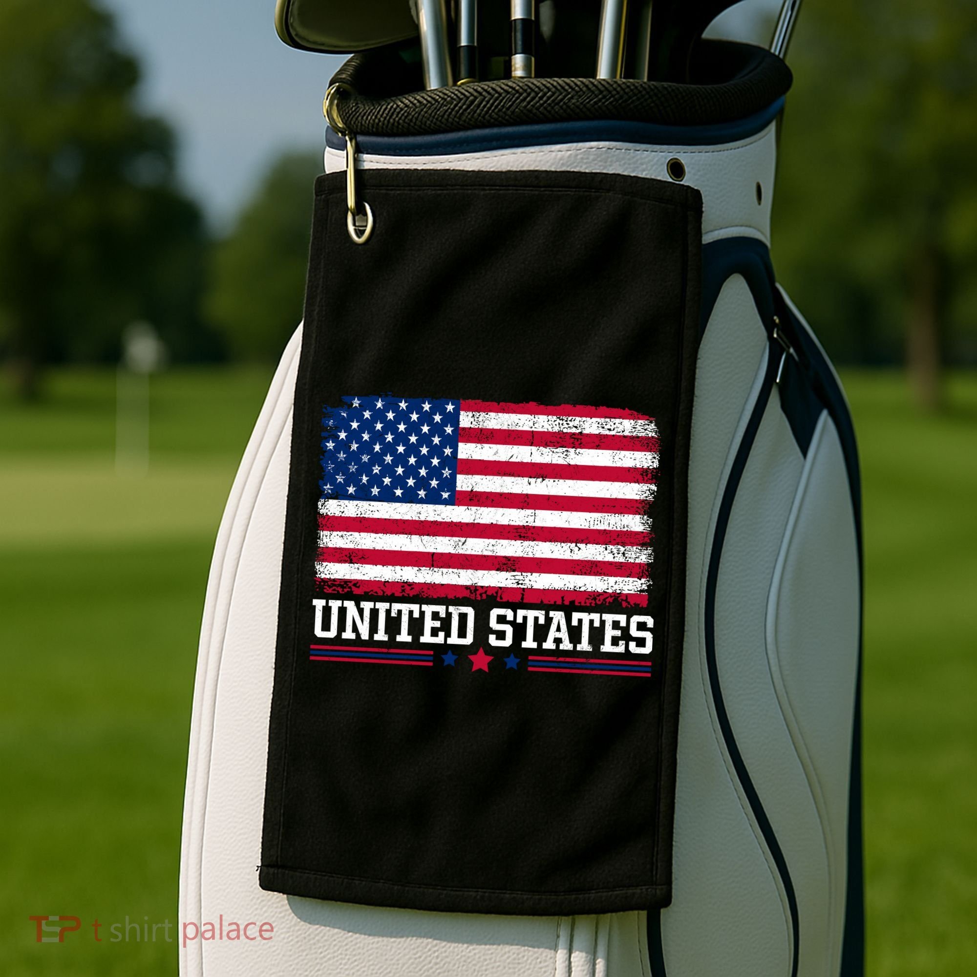 Patriotic USA Flag Grunge Style Apparel Gift Golf Towel