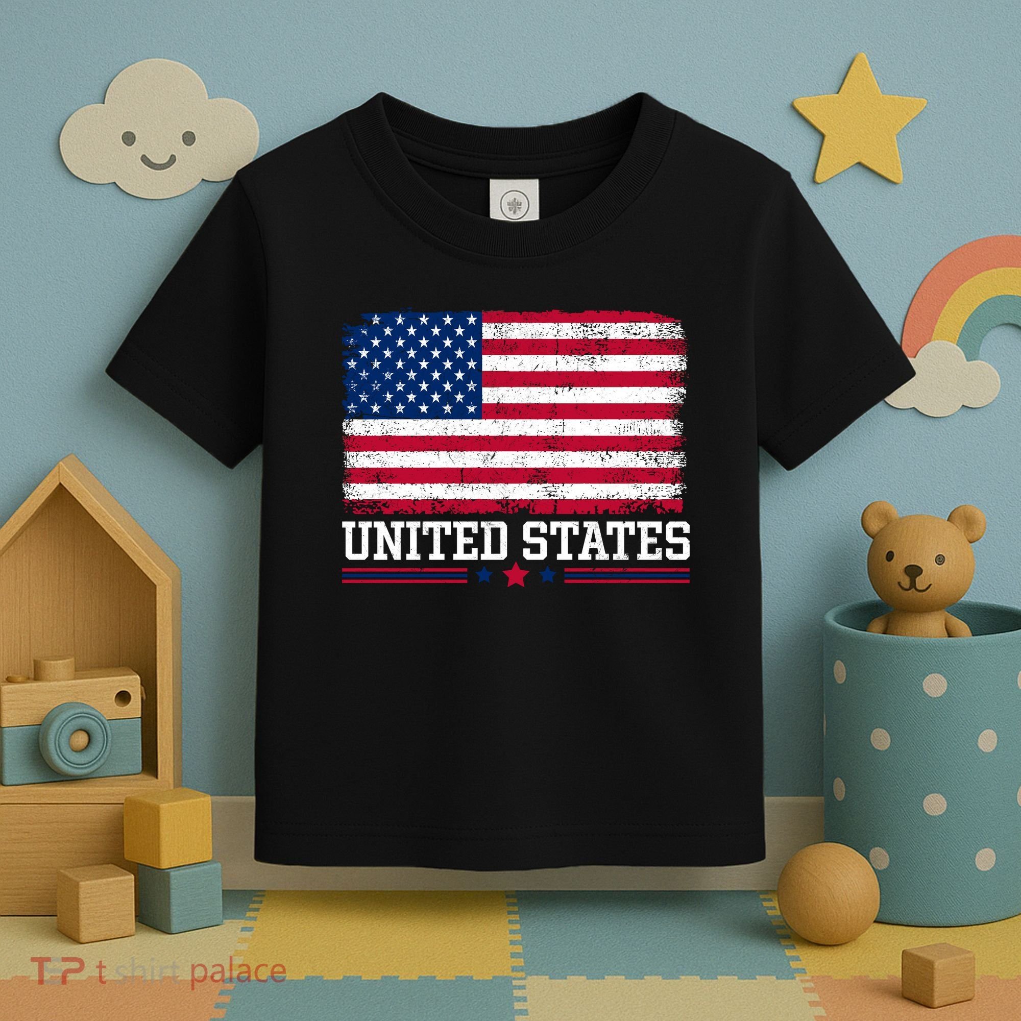 Patriotic USA Flag Grunge Style Apparel Gift Toddler T-Shirt