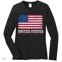 Patriotic USA Flag Grunge Style Apparel Gift Women's Long Sleeve Shirt thumb 0