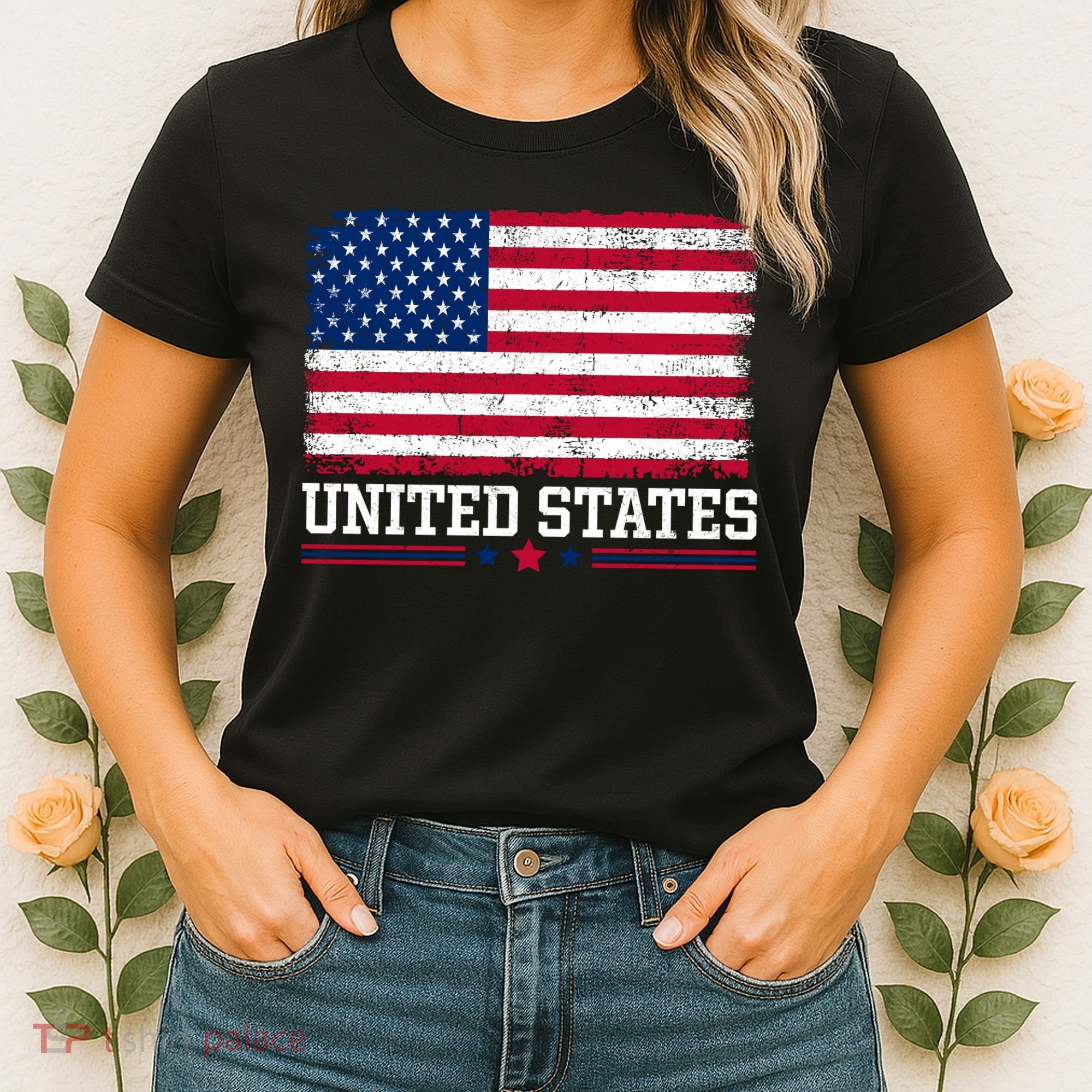 Patriotic USA Flag Grunge Style Apparel Gift Women's T-Shirt