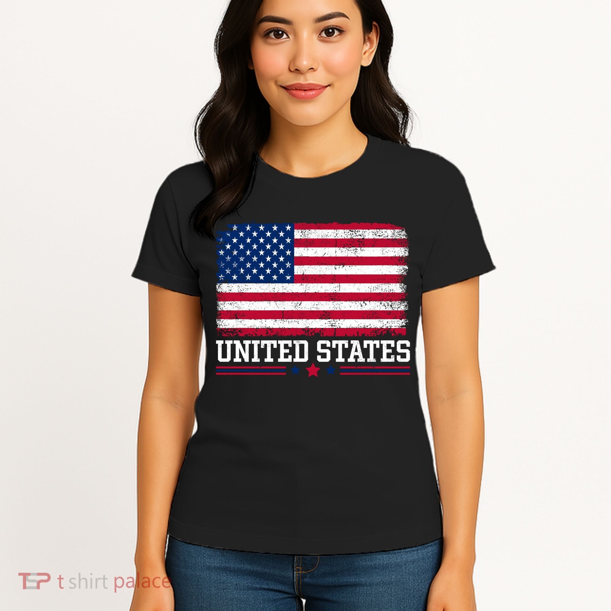 Patriotic USA Flag Grunge Style Apparel Gift Women's T-Shirt