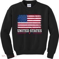 Patriotic USA Flag Grunge Style Apparel Gift Kids Sweatshirt thumb 0