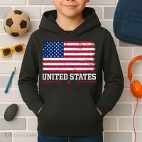 Patriotic USA Flag Grunge Style Apparel Gift Kids Hoodie thumb 2