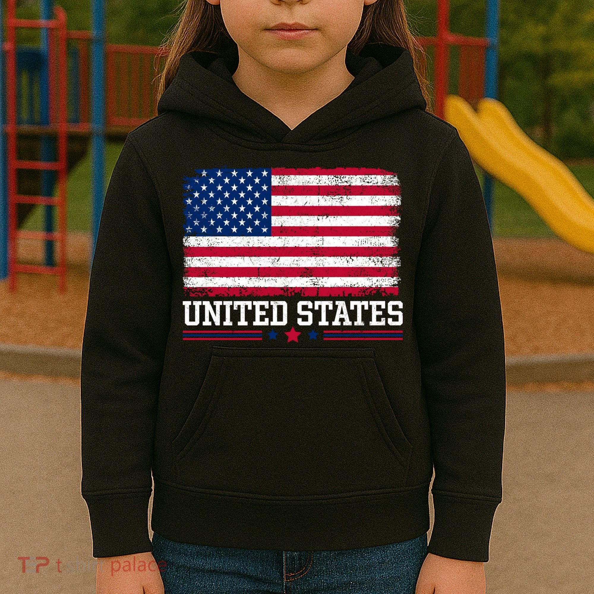 Patriotic USA Flag Grunge Style Apparel Gift Kids Hoodie