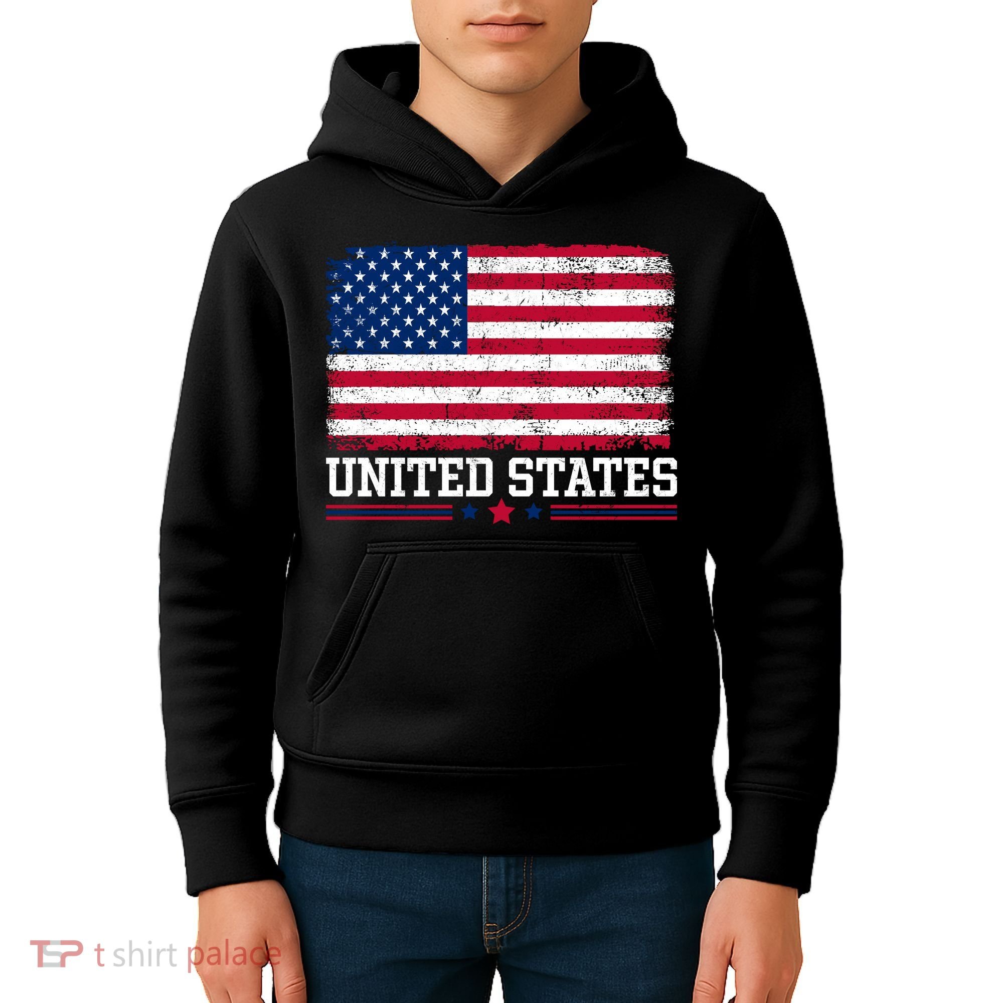 Patriotic USA Flag Grunge Style Apparel Gift Kids Hoodie