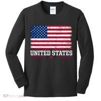 Patriotic USA Flag Grunge Style Apparel Gift Kids Long Sleeve Shirt thumb 0