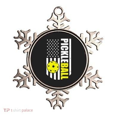 Pickleball USA Flag Love Playing Pickle Ball Ornament