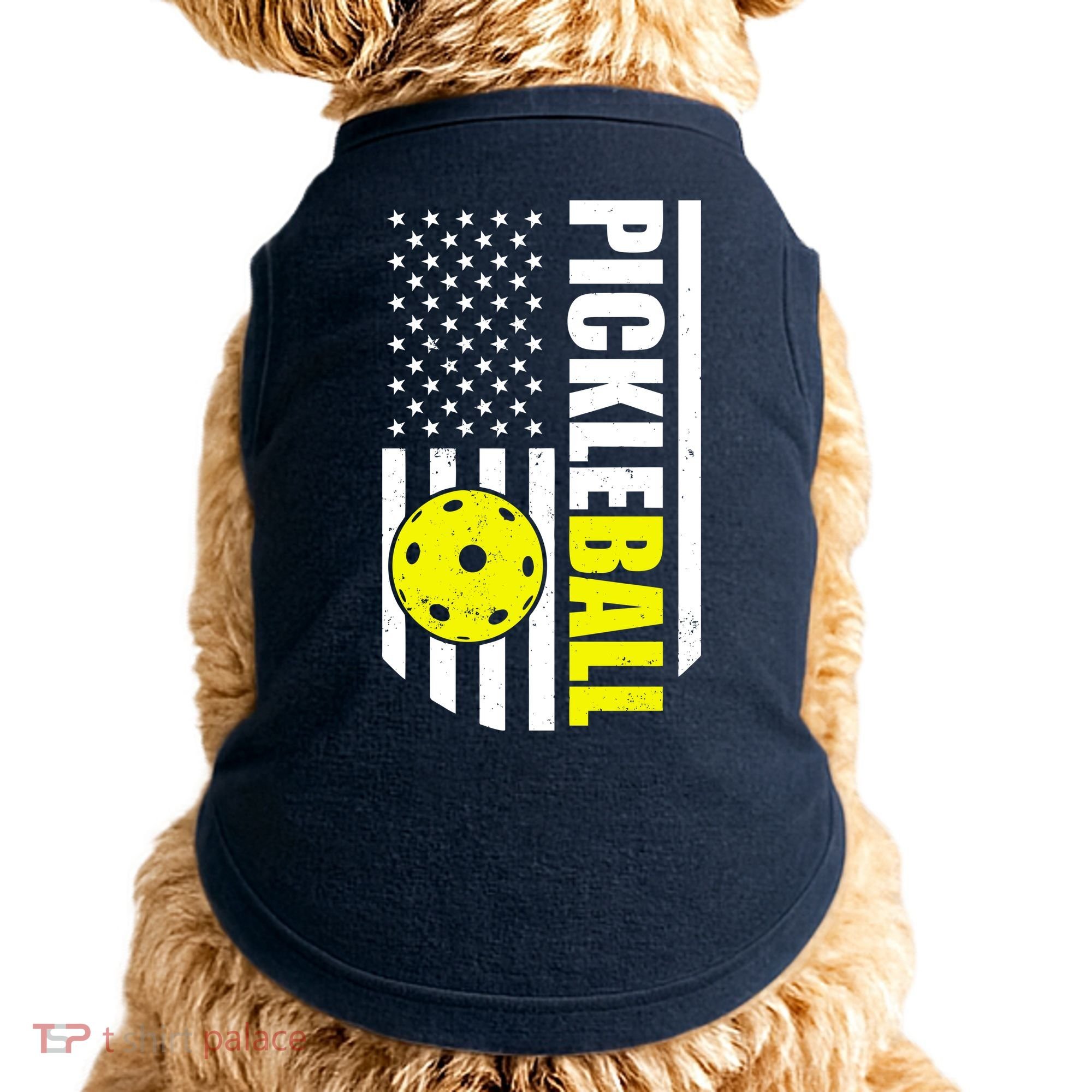 Pickleball USA Flag Love Playing Pickle Ball Doggie Tank