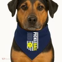 Pickleball USA Flag Love Playing Pickle Ball USA-Made Doggie Bandana thumb 1