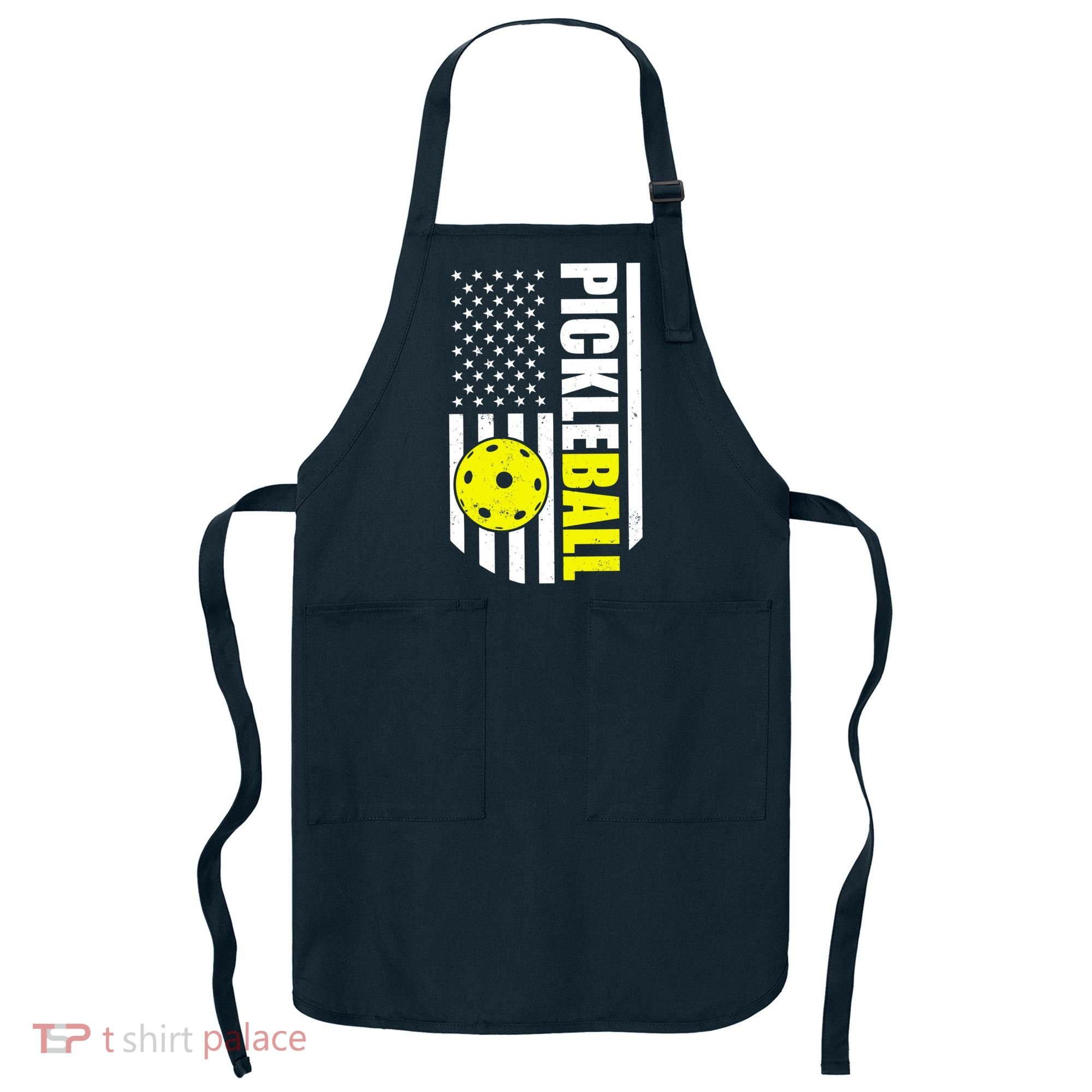 Pickleball USA Flag Love Playing Pickle Ball Apron