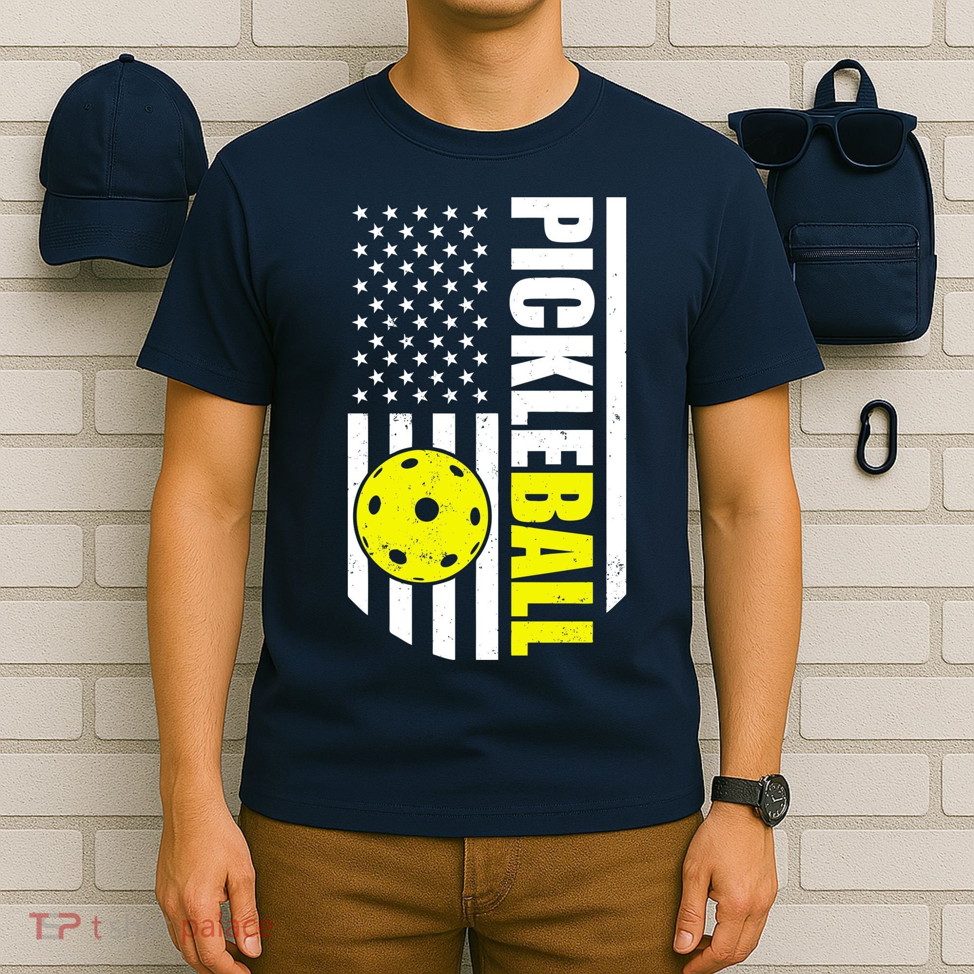Pickleball USA Flag Love Playing Pickle Ball T-Shirt
